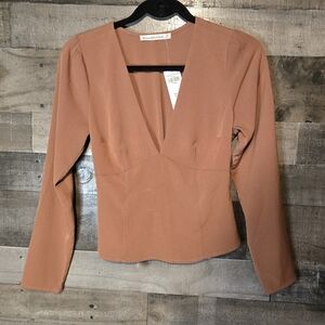 Abercrombie & Fitch V-Neck Long Sleeve Corset Style Top